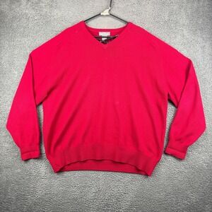 Daniel Cremieux Signature Collection Mens Red V Neck 100% Cashmere Sweater XXL